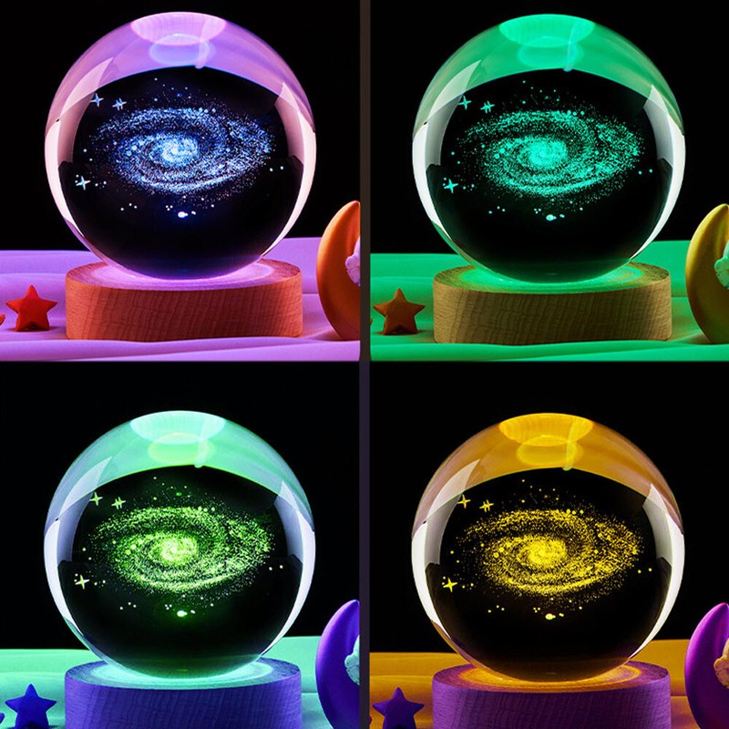 3D Crystal Ball Moon Planet Globe Table Lamp USB LED Night Light Home Decor Gift gallery