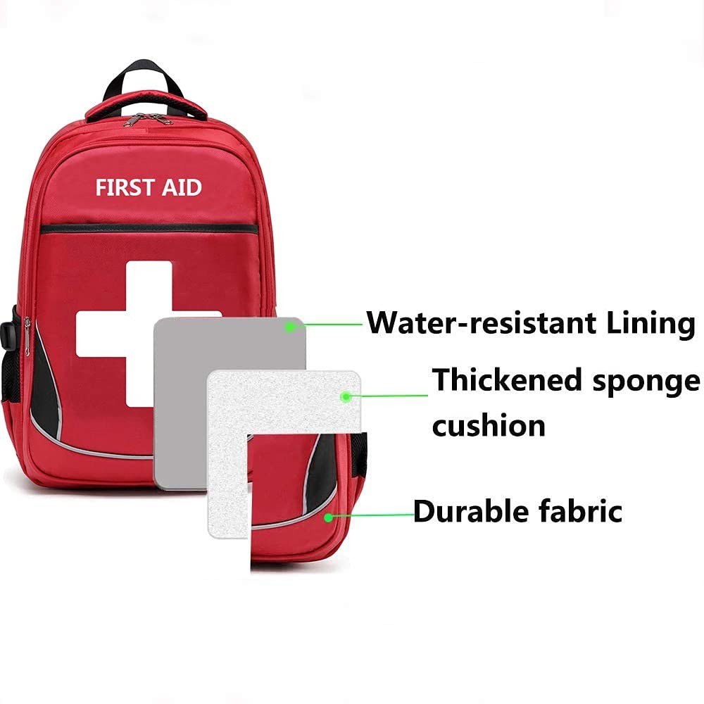 First Aid Bag Empty Red Bag First Responder Trauma Backpacks Multi-Pocket Tra... 4