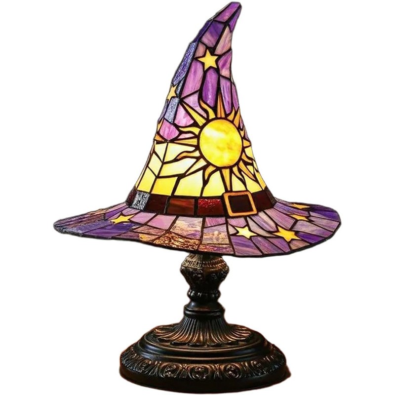 Stained 3D Witch Hat Lamp Resin Creative Retro Led Night Light Desk Lamp gallery