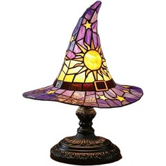 Stained 3D Witch Hat Lamp Resin Creative Retro Led Night Light Desk Lamp