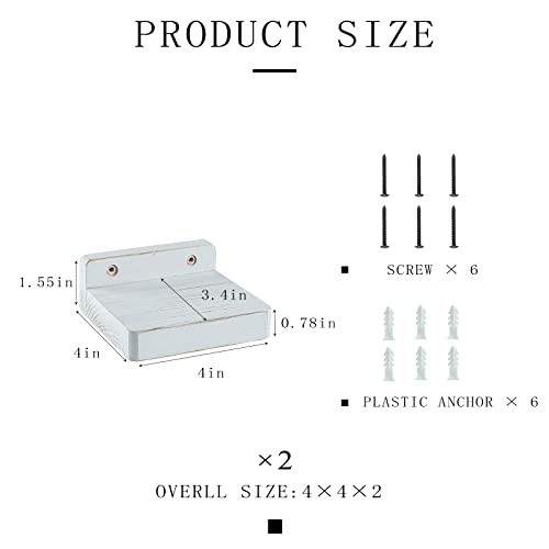 Small Floating Shelves for Wall Set of 2 Natural Wood 4Inch Mini 4×4 White gallery