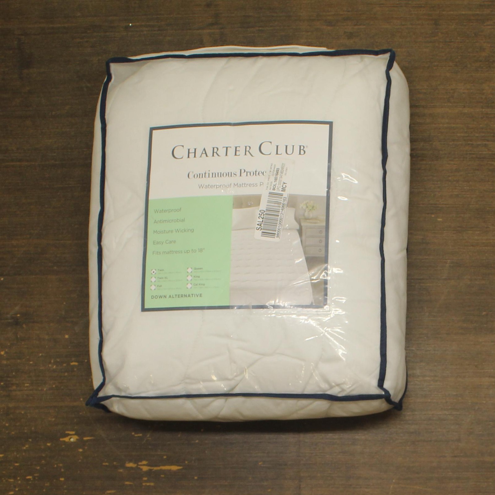 Charter Club Continuous Protection Waterproof Mattress Pad LiquiDry White Twin gallery
