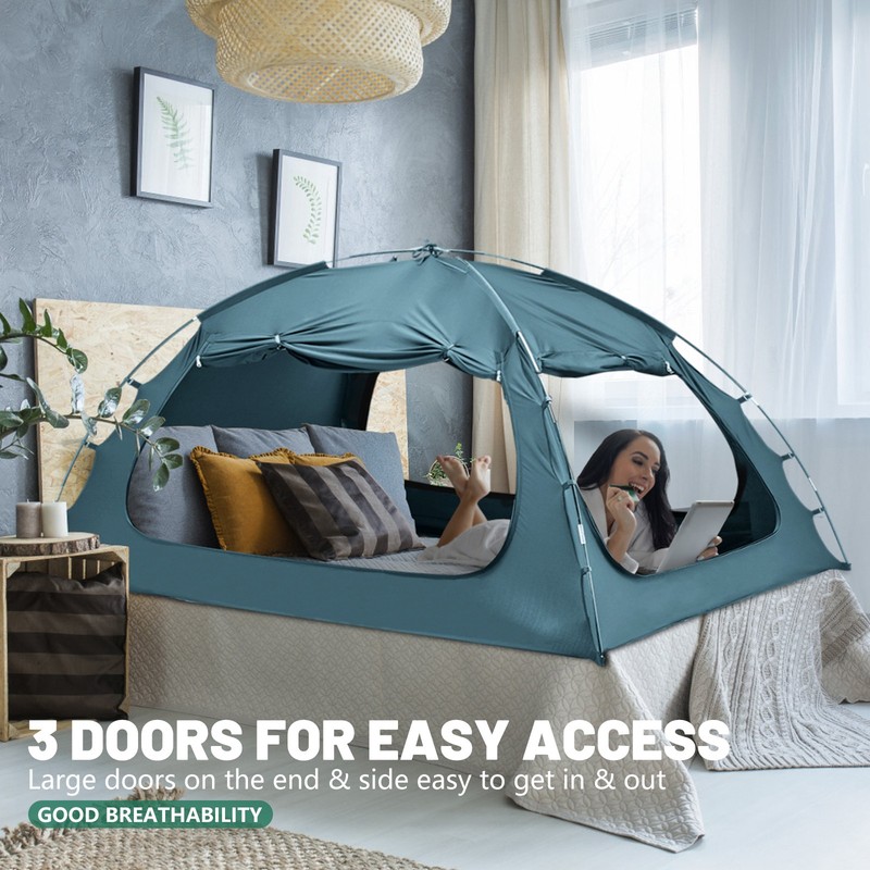 Bed Tent Privacy Sleeping Canopy Light Blocking Breathable for Bedroom Dormitory gallery