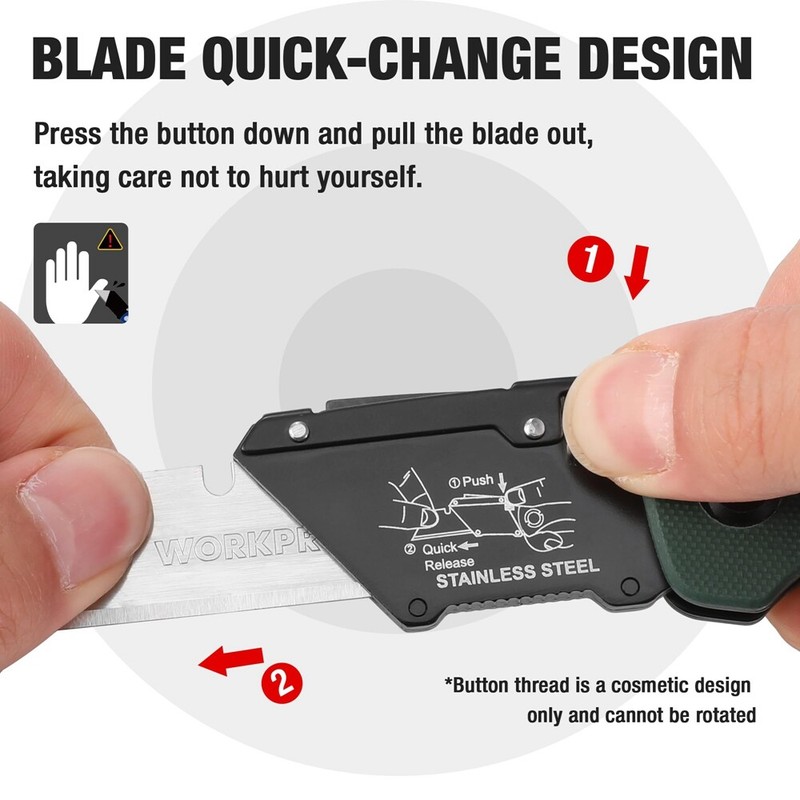 WORKPRO Folding Utility Knife G10 Handle w/Stainless Steel Head 0PC SK5 Blades gallery