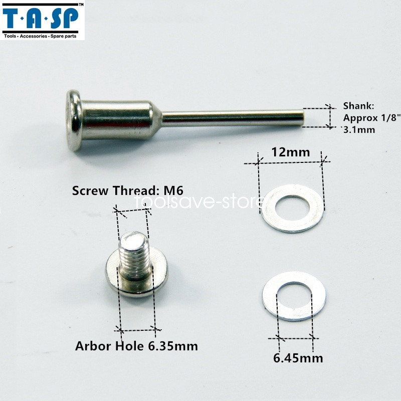 6PC Dremel Screw Head Mandrel Rotary Holder 1/4" Arbor Hole 1/8" 3.2mm Shank gallery