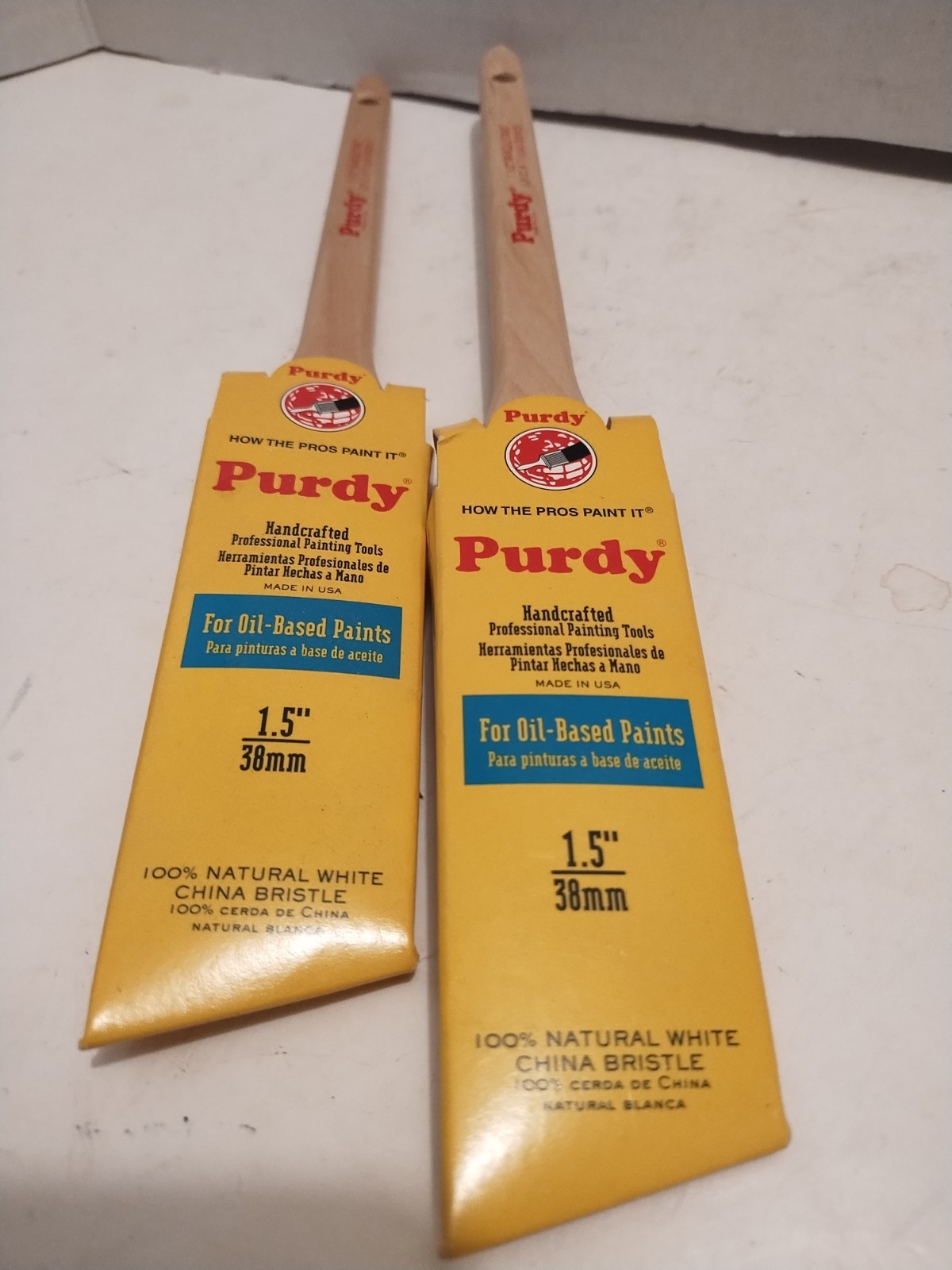 Purdy 1.5" Angled Soft Nylon Brush for Latex Paint, Wood Handle (Lot Of 2) gallery