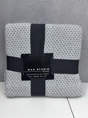 Max Studio Home Decorative Blanket Full Queen 90×90 Grey White Woven NWT