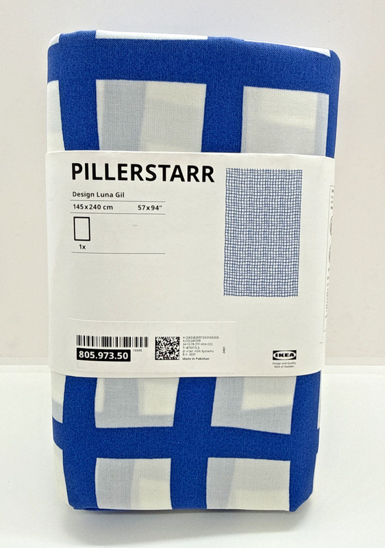 IKEA PILLERSTARR Tablecloth, patterned/blue white, 57 x 94" water-repellent New gallery