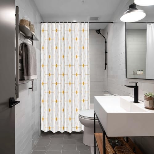 Geometric Decor Shower 72"W x 72"L (Pack of 1) Geometric Quadrilateral 1 Gold gallery
