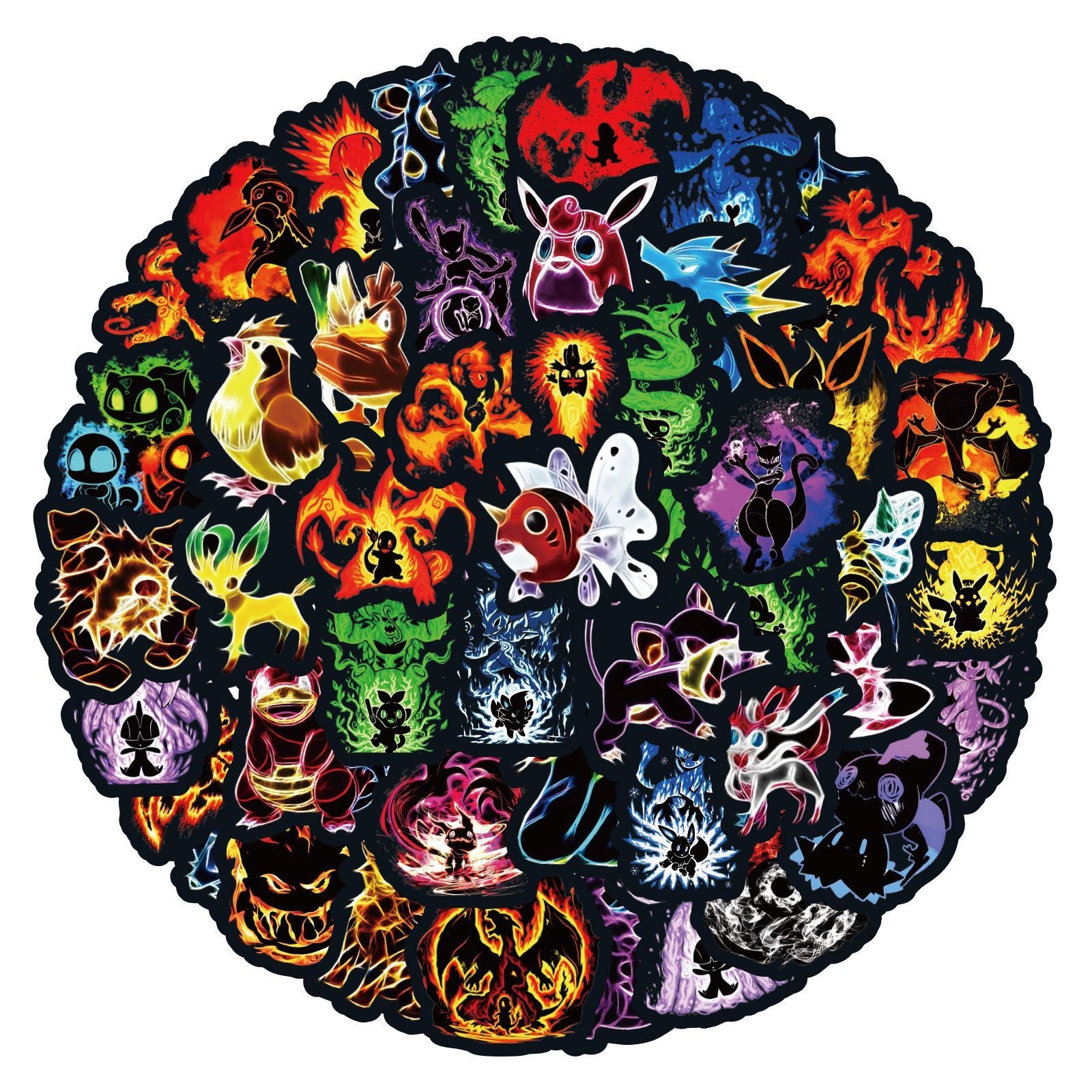 60PCS Neon Pokemon Stickers Waterproof Vinyl Laptop Water Bottle Skateboard Deca gallery