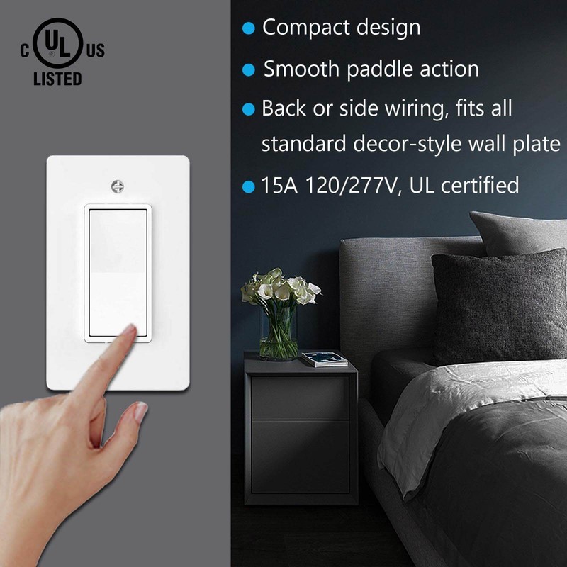 100 Pack 15A Decora Rocker Single-Pole Light Switch Wall Residential Grade Home gallery