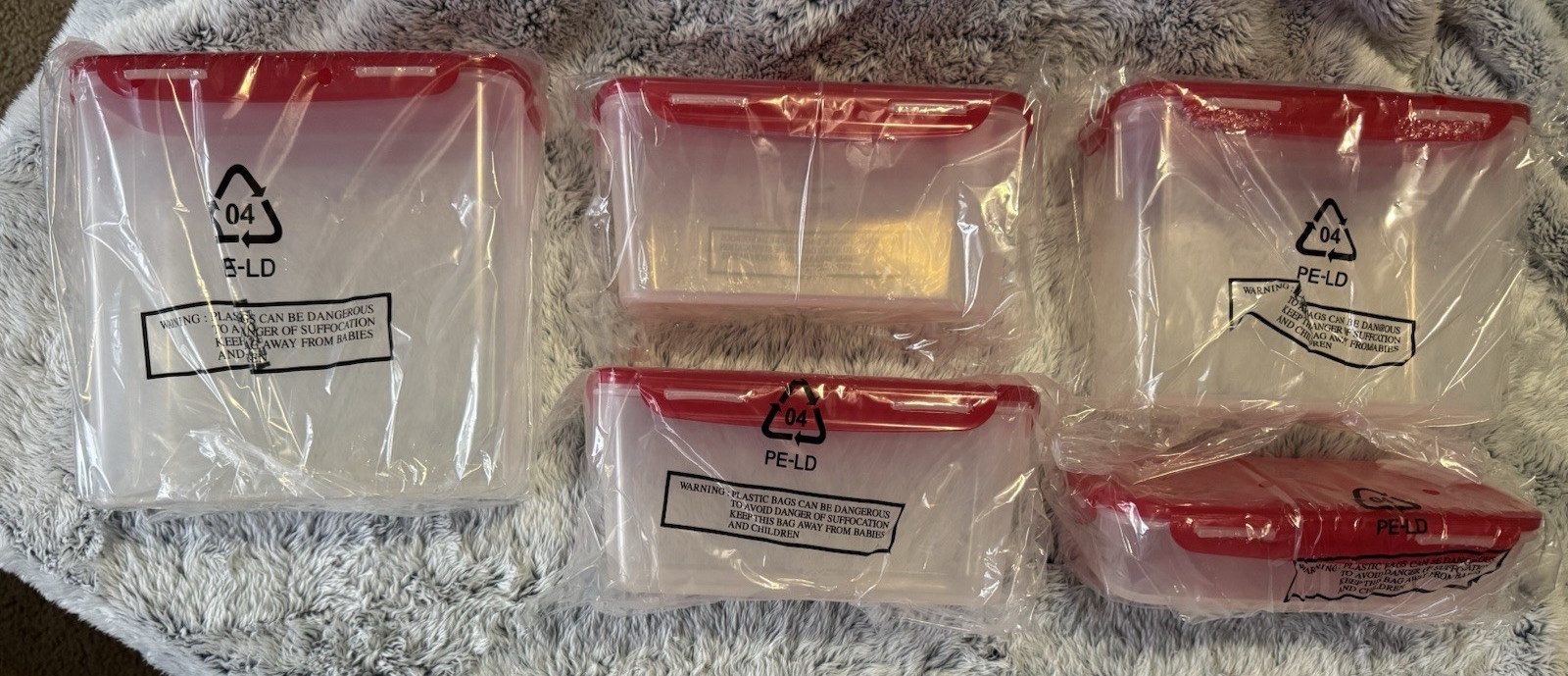Lock n Lock 5 Piece Pantry Storage Set Cherry RED Lids - Various Sizes- NEW gallery
