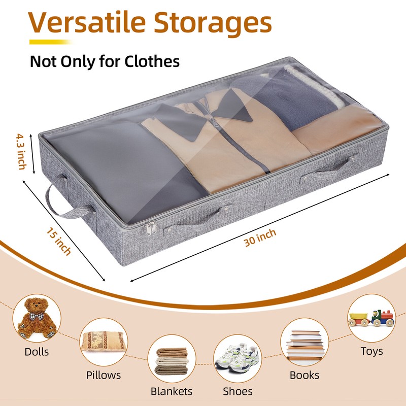 2 Pack 32L Under Bed Storage Containers Underbed Clothes Storage Bin with Zip gallery