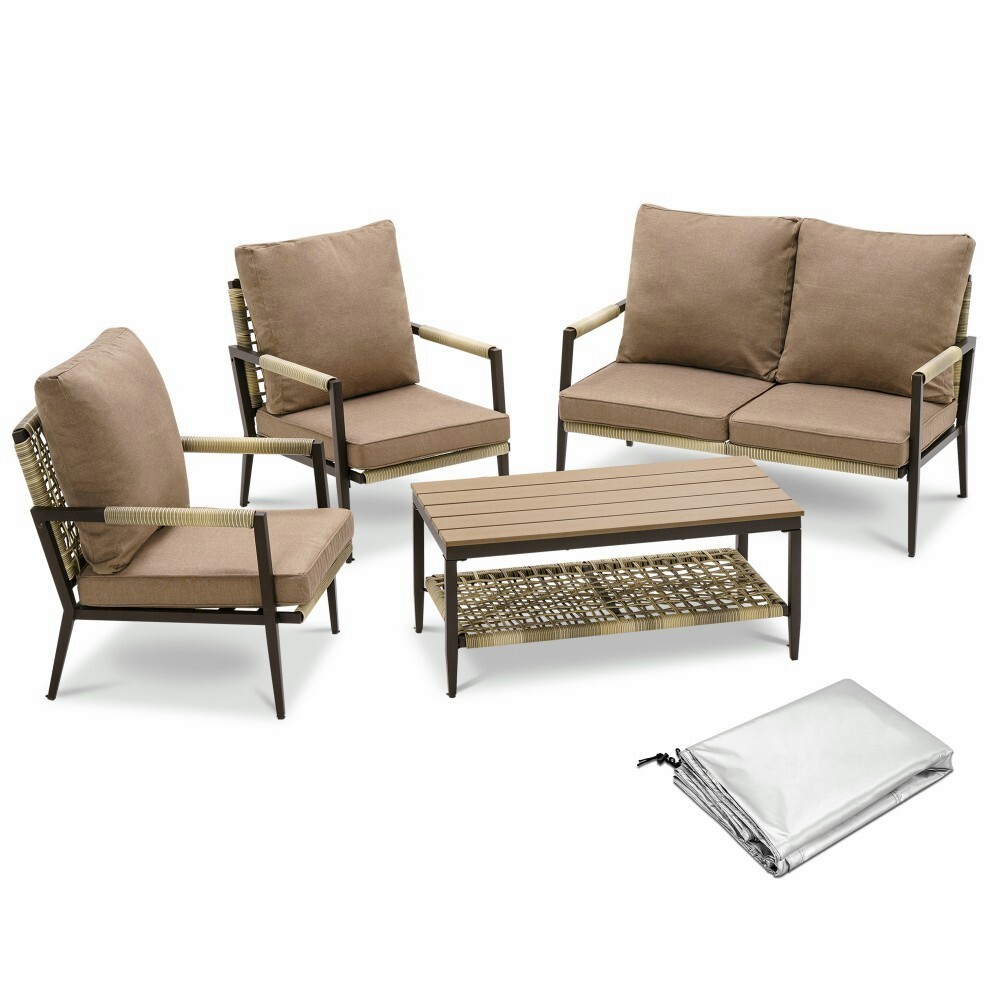 Ivinta Outdoor Rattan Conversation Sets, 4 Pieces Wicker Patio Furniture Sets gallery