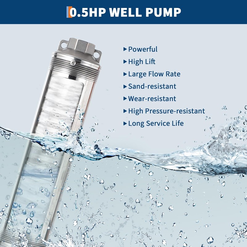 ⛳Deep Well Submersible Pump Stainless Steel 0.5/1/1.5 HP 110V/230V 26/27 GPM gallery