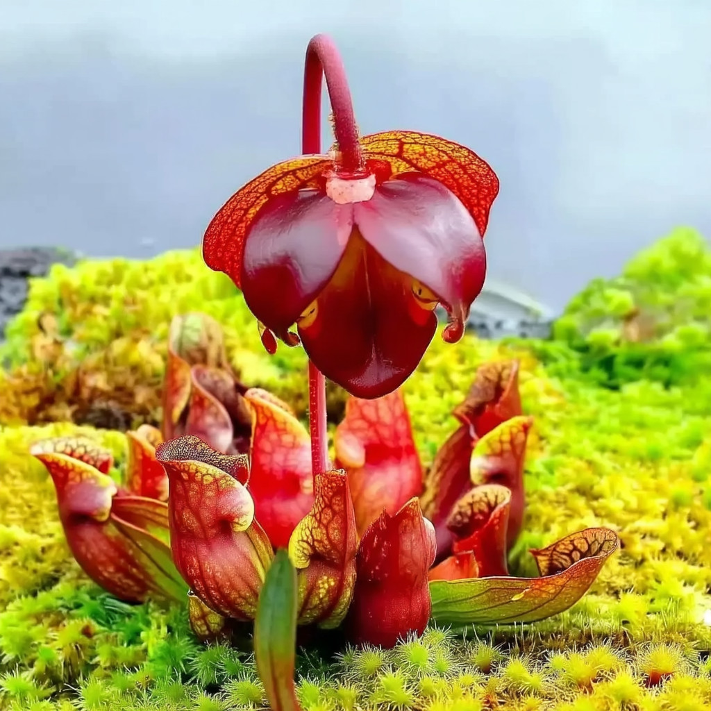 Purple Pitcher Plant Seeds – 30 Sarracenia purpurea | Carnivorous & Unique Bloom gallery