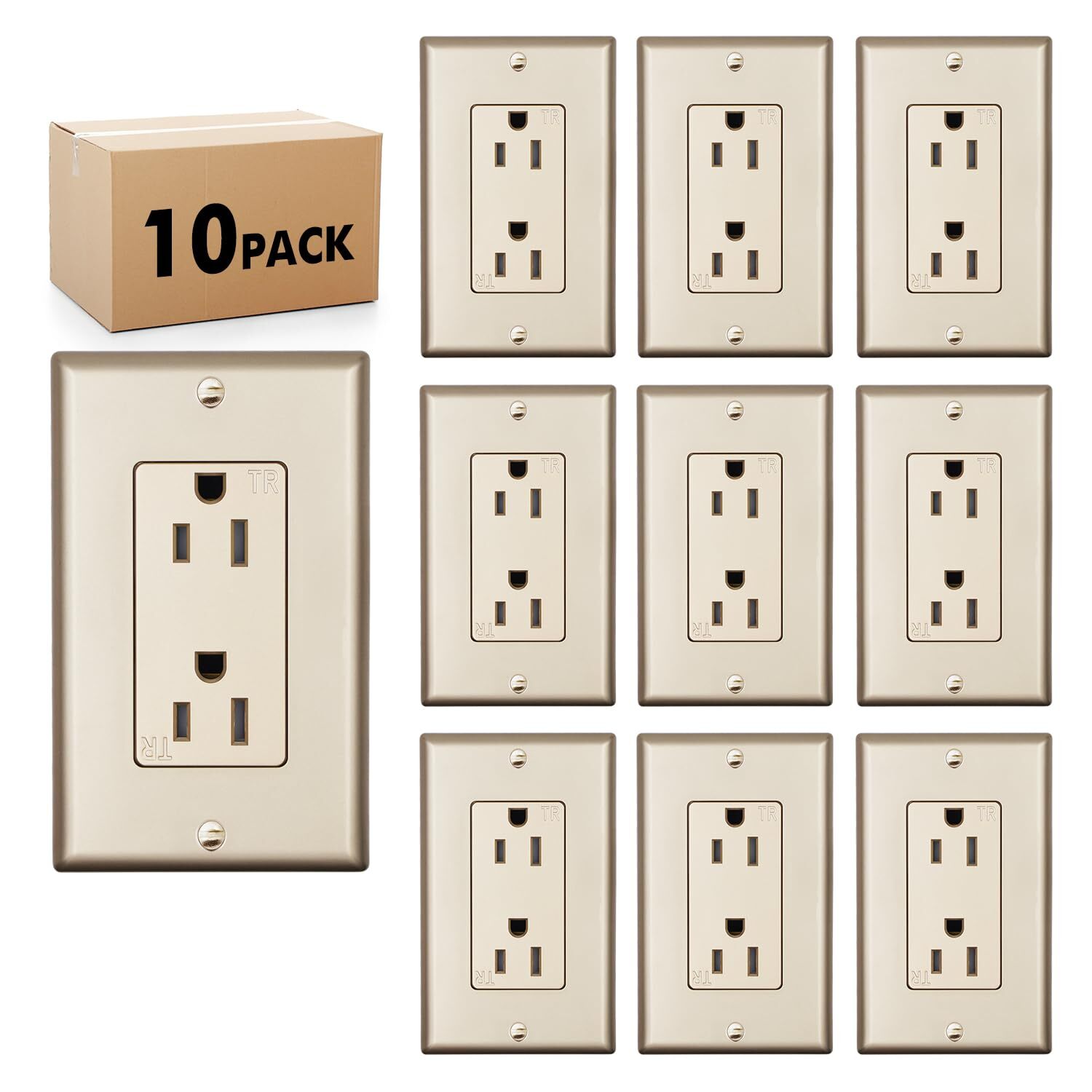 Decorator Receptacle Outlet, Tamper Resistant,15 Amp, 125 Volt,golden,UL Listed gallery