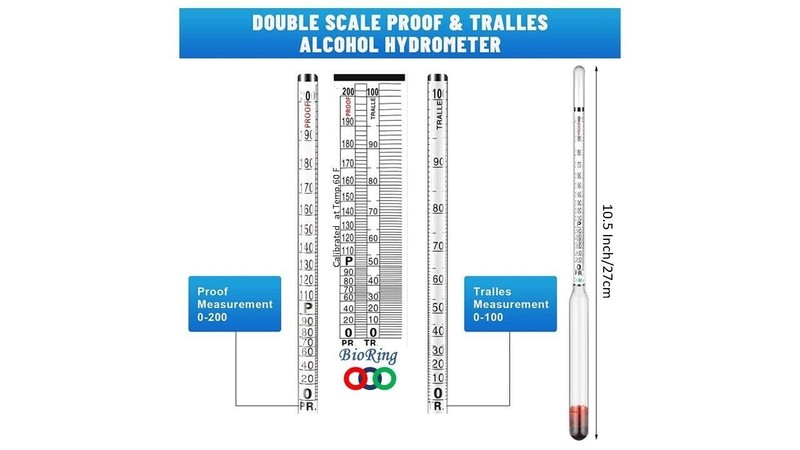 Alcohol Hydrometer 0-100% ABV Proof Tralle 0-200 For Whisky Moonshine Test Jar gallery