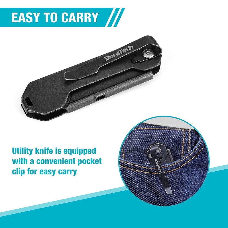 DURATECH 2PC Folding Pocket Utility Knife Set Quick Change Blade EDC Box Cutter gallery