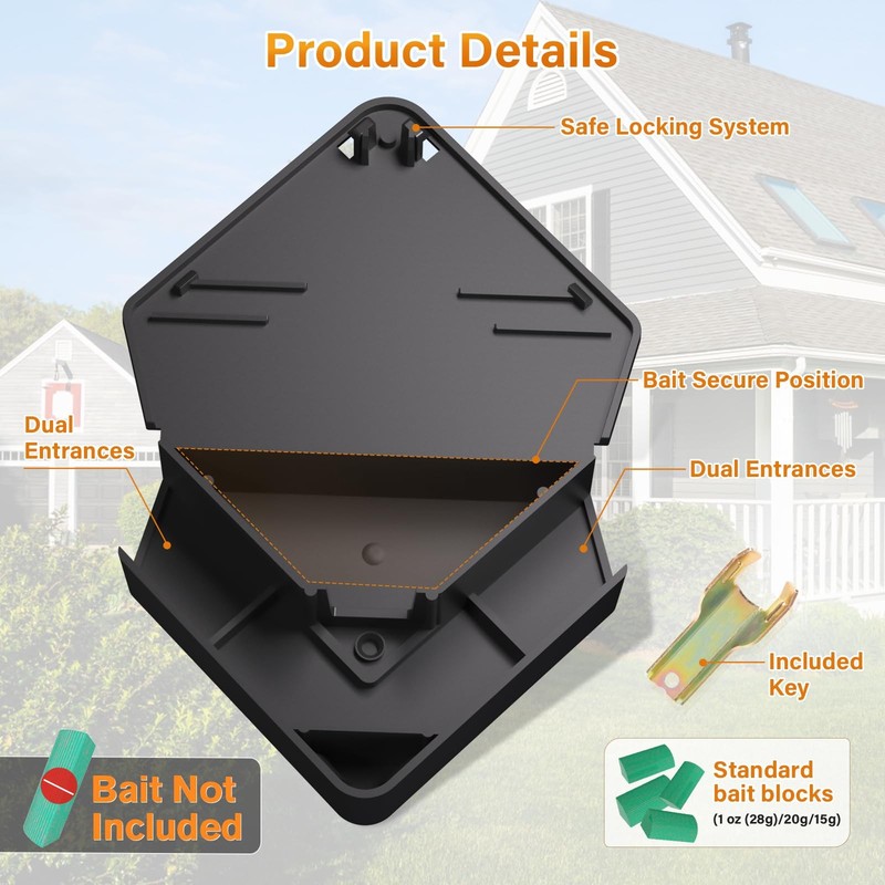 Mouse Station 4 Pack Black Locking Child Pet Safe Weatherproof Indoor Outdoor gallery
