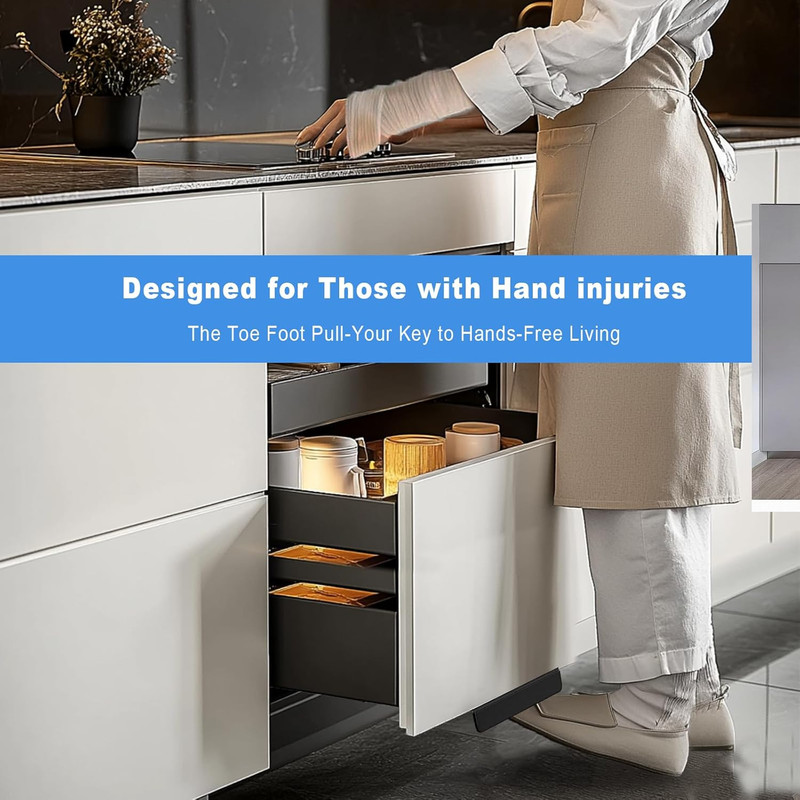 Cabinet Foot Pull for Trash Drawer – Hands-Free Kitchen Cabinet Opener, Touchles gallery