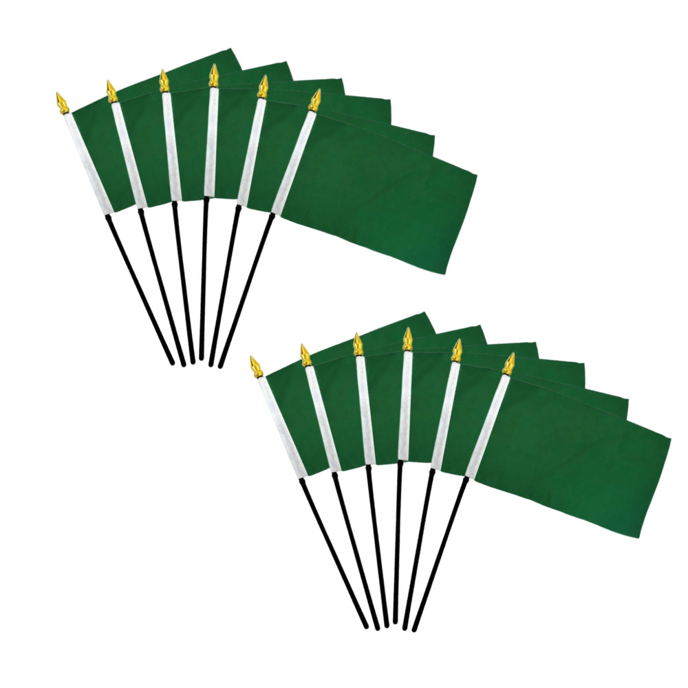 1 Dozen Dark Green 4x6in Mini Handheld Blank Solid Color Stick Flags gallery