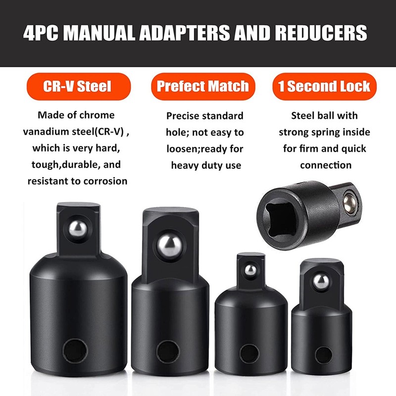 Socket Adapter Set Hex Shank to 1/4 3/8 1/2" Impact Grade Driver Drill 7 PCs gallery