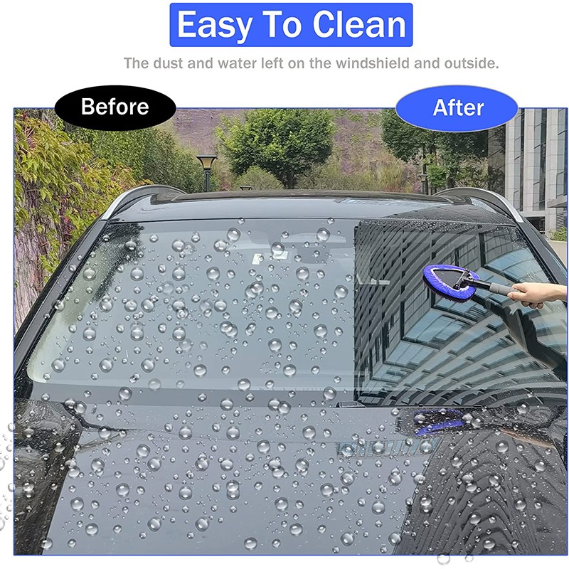 Auto Windshield Cleaning Tool Extendable Window Cleaner Brush Glass Wiper &4 Pad gallery