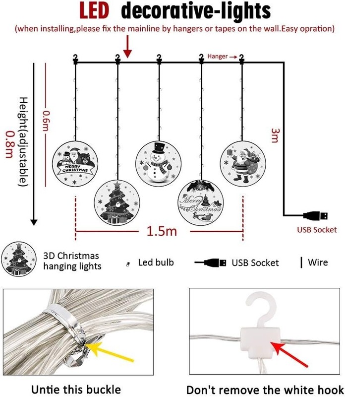 Christmas String Lights LED Decorative Novelty Hanging 3D Light Warm White 9.8FT gallery