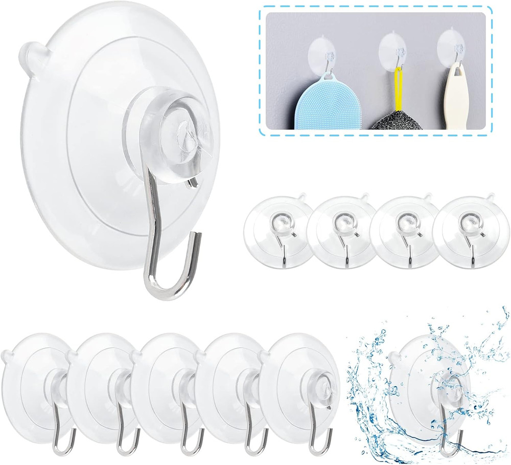 12pcs Clear Suction Cup Hooks – Heavy Duty Removable Wall & Window Hangers