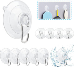 12pcs Clear Suction Cup Hooks – Heavy Duty Removable Wall & Window Hangers