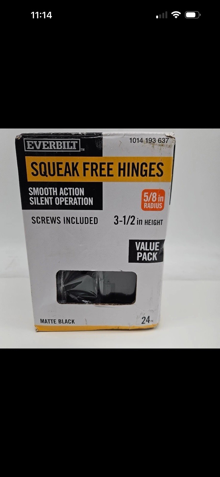 24-Pack 3-1/2 In. X 5/8 In. Radius Matte Black Squeak-Free Butt Door Hinge gallery