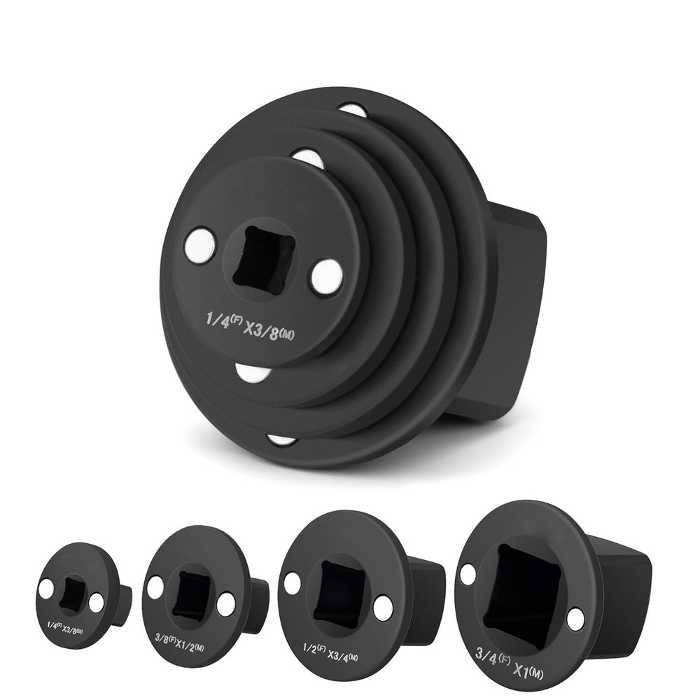 4-Pack Low Profile Impact Socket Adapter Set, Drive Reducing Ratchet Adapter Set