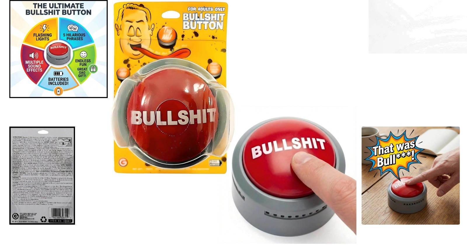 Official Bullshit Button with Sound Effects & Flashing Light - Hilarious Gift gallery