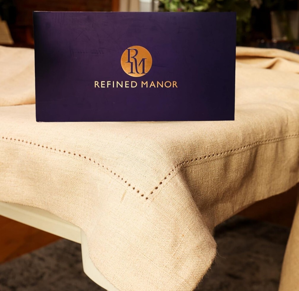 100% Pure Linen Tablecloth 90x60 Elegant Hemstitch Luxury Fabric Natural Color gallery