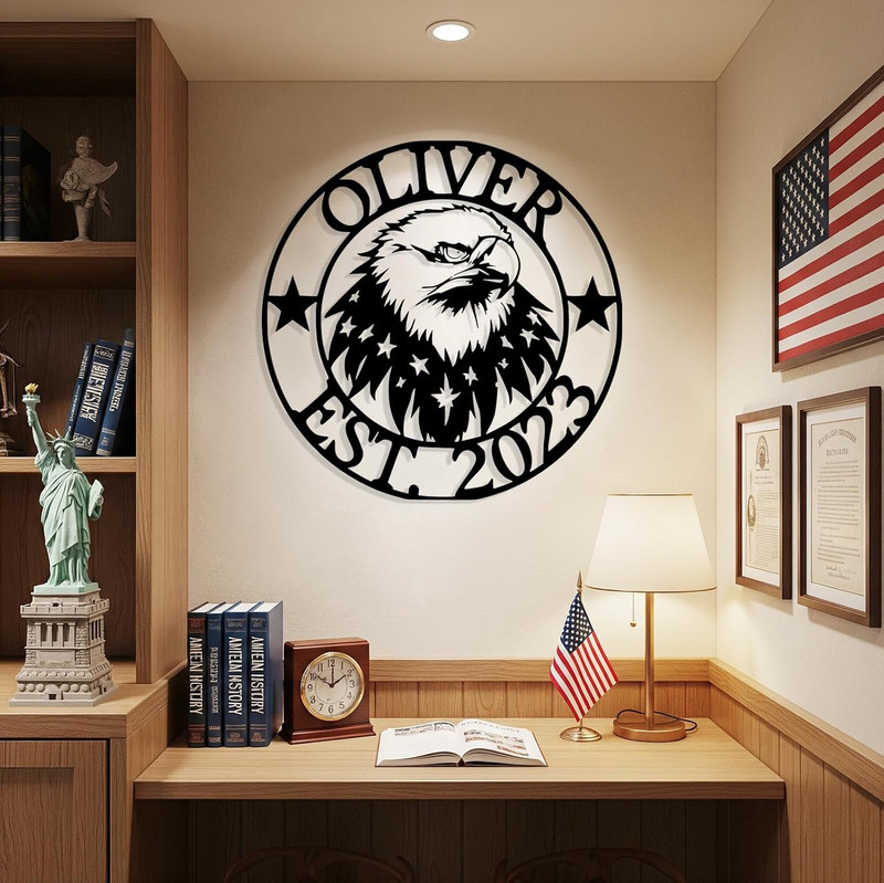 Personalized Eagle Monogram Sign EST 2026, Custom Metal Wall Decor gallery