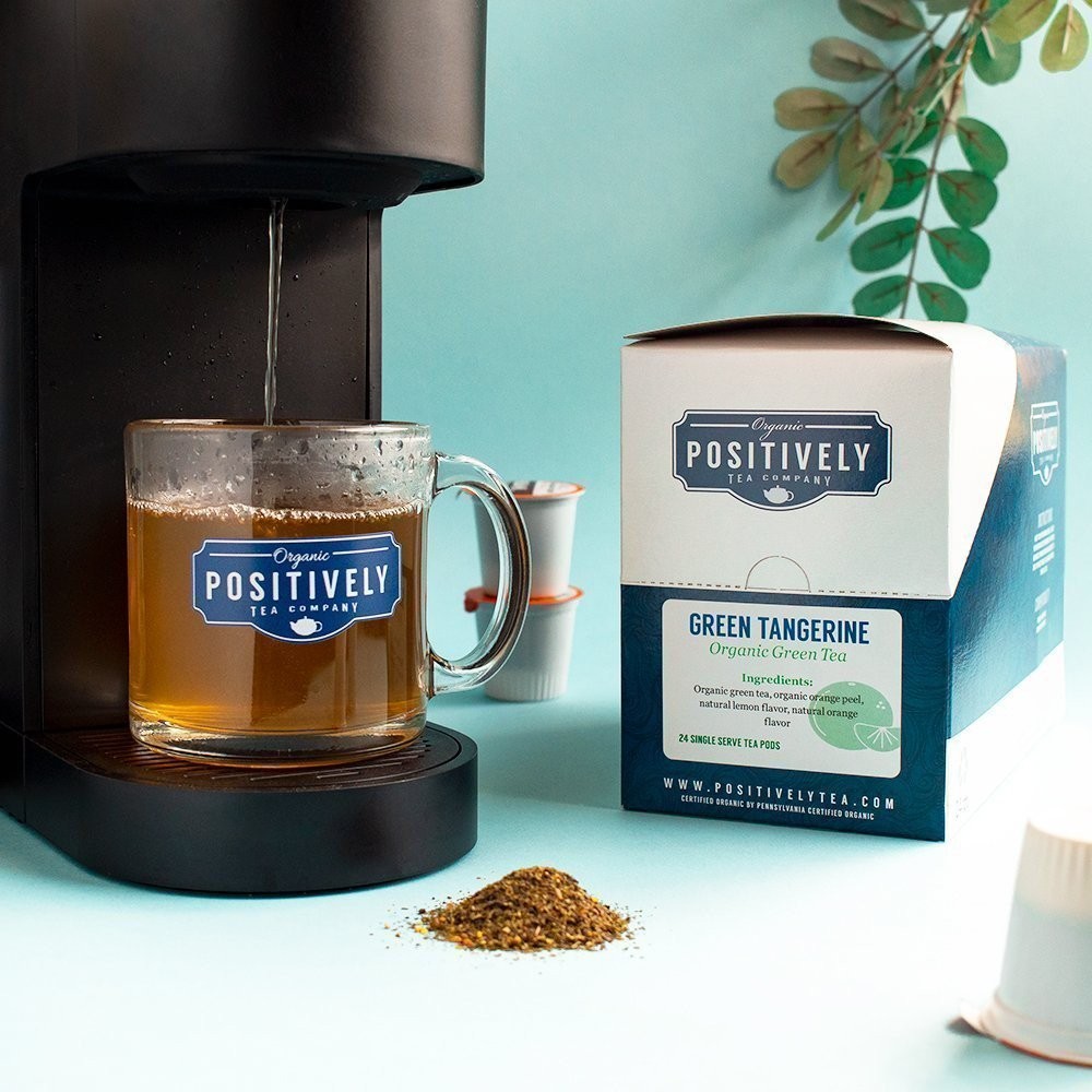 Positively Tea | Organic Green Tangerine Tea | 96 Pods, Keurig Compatible gallery