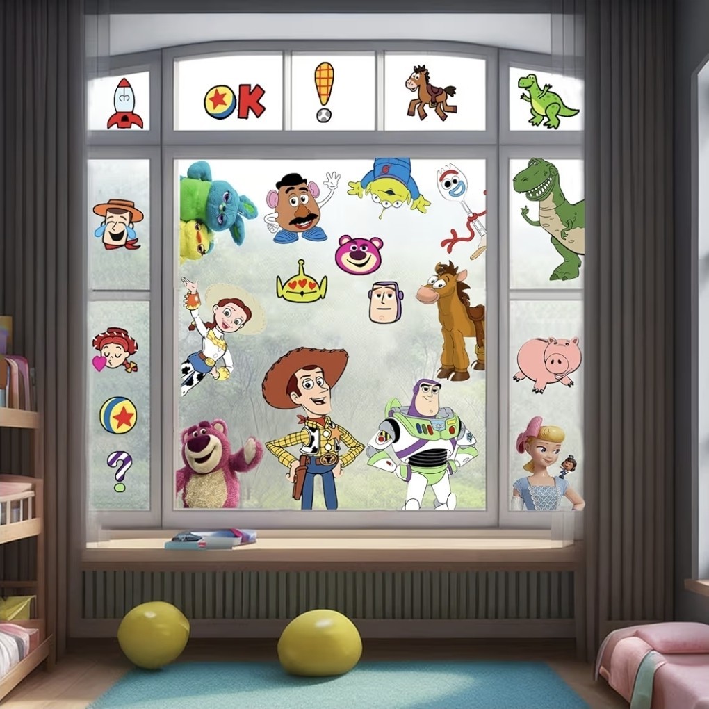 TOY STORY Window Clings Decals, Removable for Glass, Birthday Party - Woody Buzz gallery