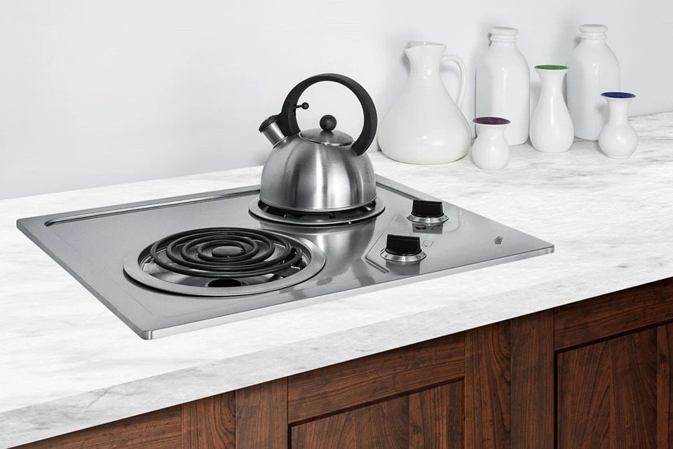 Summit CR2B122 22"W Built-In Electric Cooktop - Stainless Steel gallery