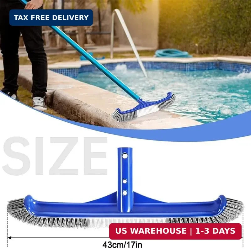 Pool Brush Head, 17" Pool Brushes for Cleaning Pool Walls, Curved Ends High-Effi gallery