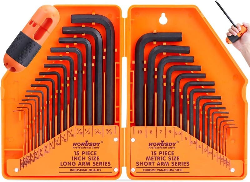 Comprehensive 32-Piece Allen Wrench Set - Inch/Metric with High Leverage Design gallery