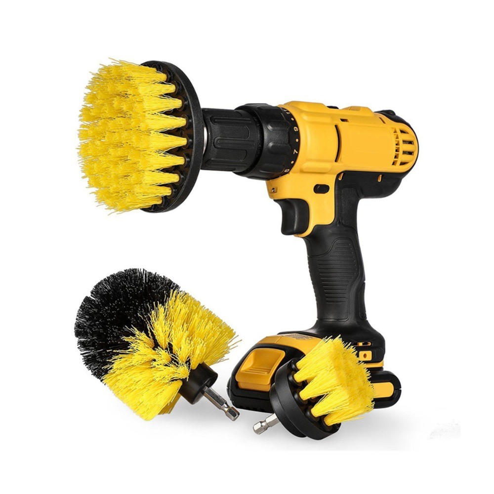 3pc Set Cleaning Drill Brush Kit Carpet Tile Power Scrubber Cleaner Attachment