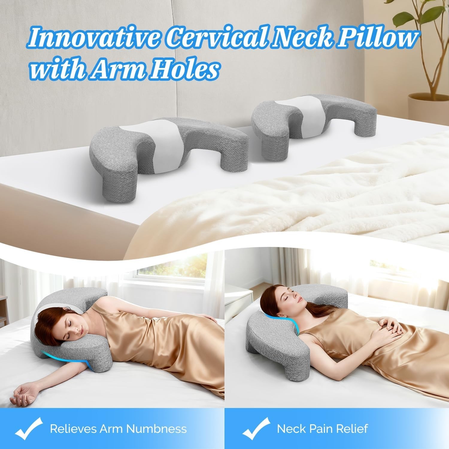 Side Sleeper Pillow with Arm Hole, Upgraded Shoulder Relief System for Neck Pain gallery