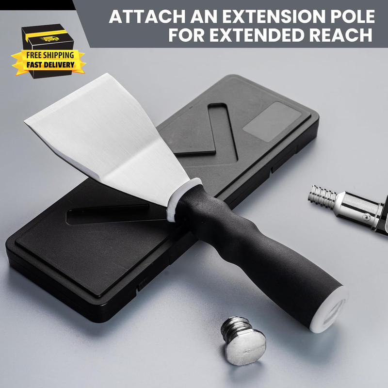 Bent Heavy Duty Scraper, 3" Bent Scraper with Pole Socket Hammer End, Stainless gallery