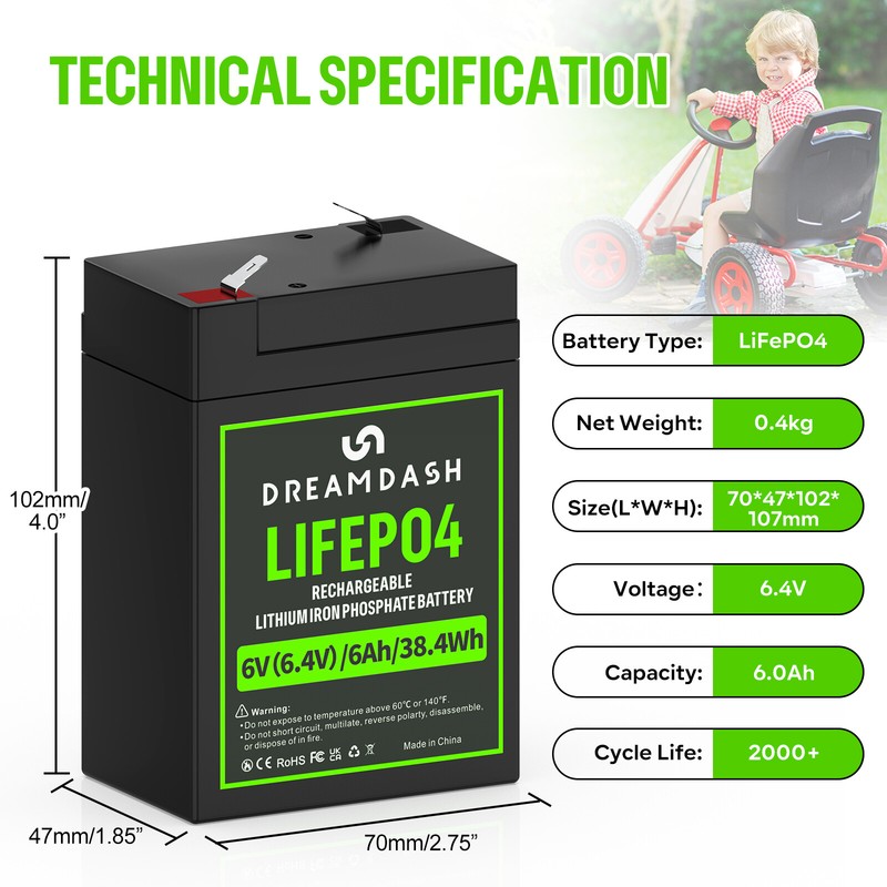 6.4V6Ah LiFePO4 Lithium Replacement Battery 3000+ cycles for Home Energy Storage gallery