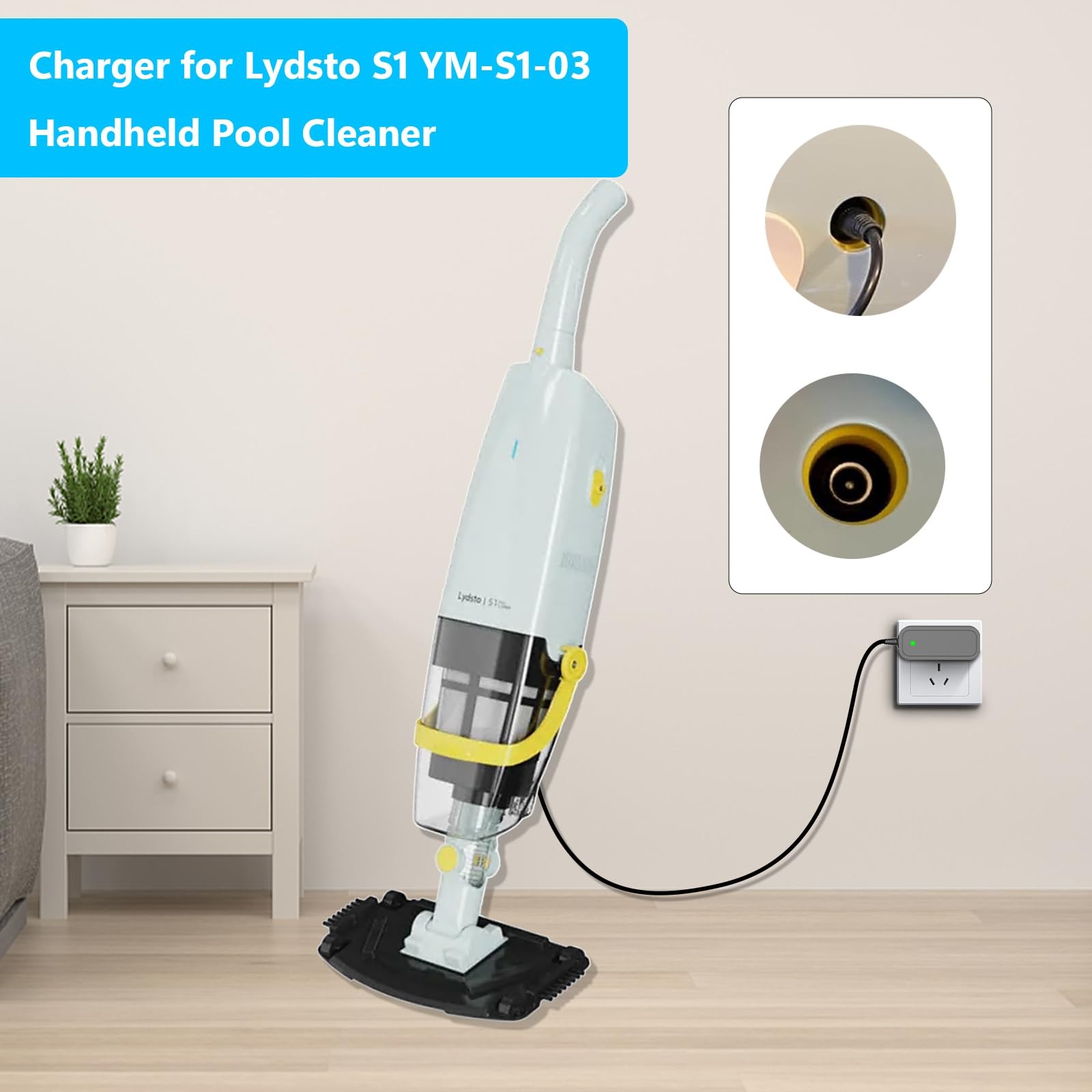 IOKOFJOA Charger for Lydsto Handheld Pool Vacuum Compatible with Black gallery