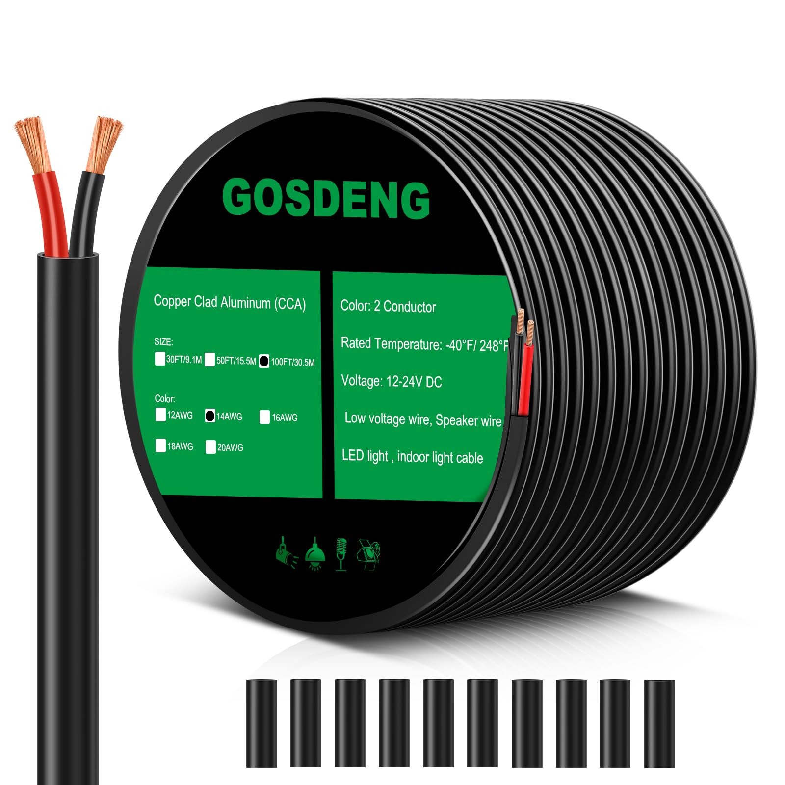 GOSDENG 14 Gauge 2 Conductor Electrical Wire, 14 AWG 2.08mm 100FT, 14AWG-2C gallery