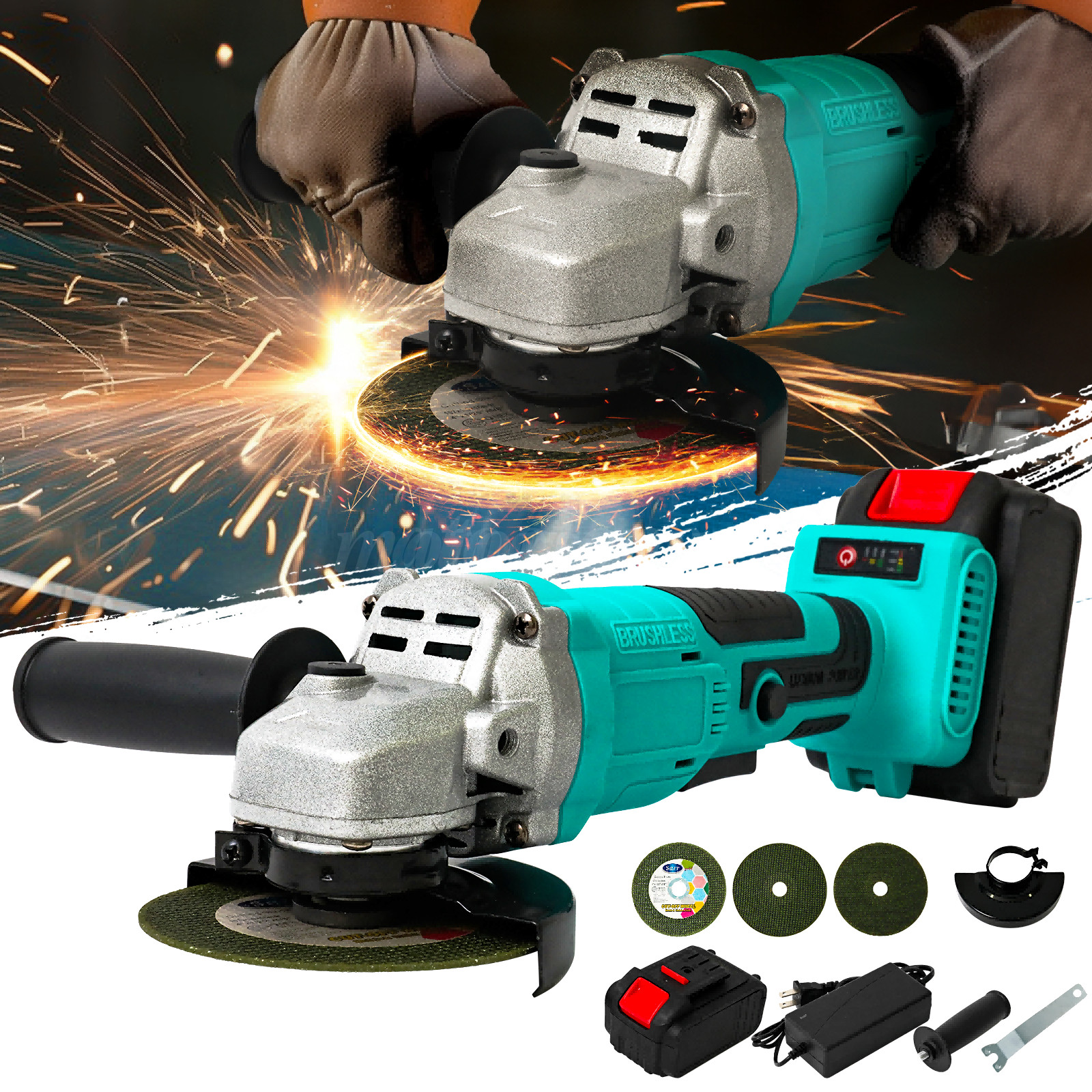Cordless 4-1/2 Power Angle Grinder for Makita 21V Max Battery Brushless 9000 RPM gallery
