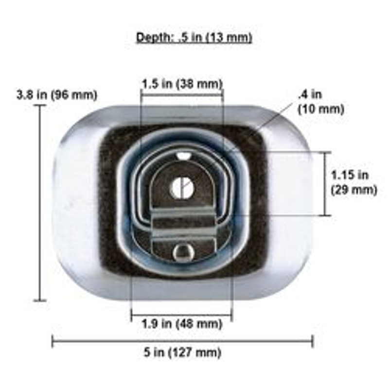 USCC Flush Mount D-ring Tie Down / Mounting Ring (White Zinc Plated) gallery