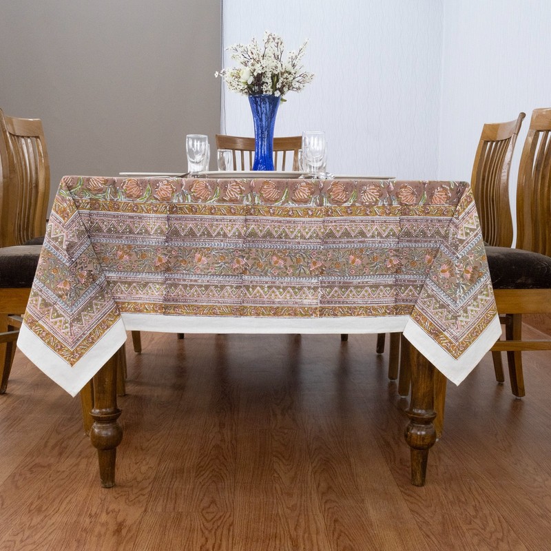 Hand Block Printed Tablecloth Wedding Table Cover Gift for Her, New Year Gifts gallery